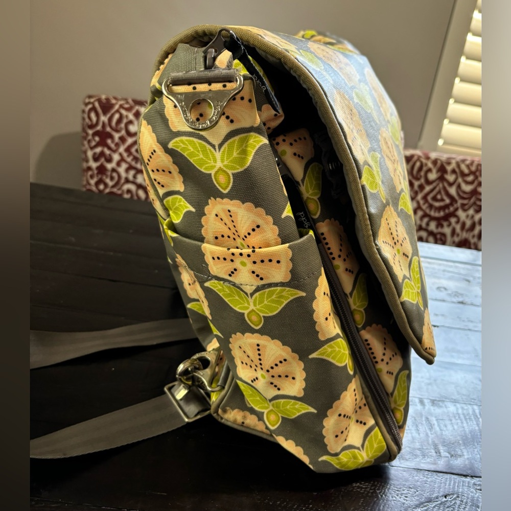 Petunia Pickle Bottom Boxy Backpack Diaper Bag, Gray/Pink/Green, XL Size - Picture 5 of 9
